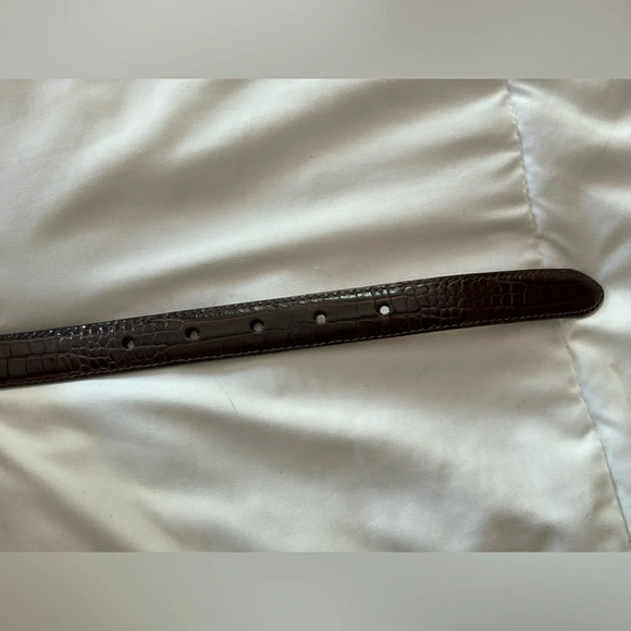 BRIGHTON Brown embossed Leather belt, size 34 SILVER plated buckle 1 inch width - Picture 5 of 6